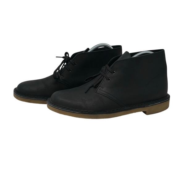 Clarks Bushacre Men's Minimalist Style Chukka Boot Black Leather Size 8.5 M - Picture 2 of 12